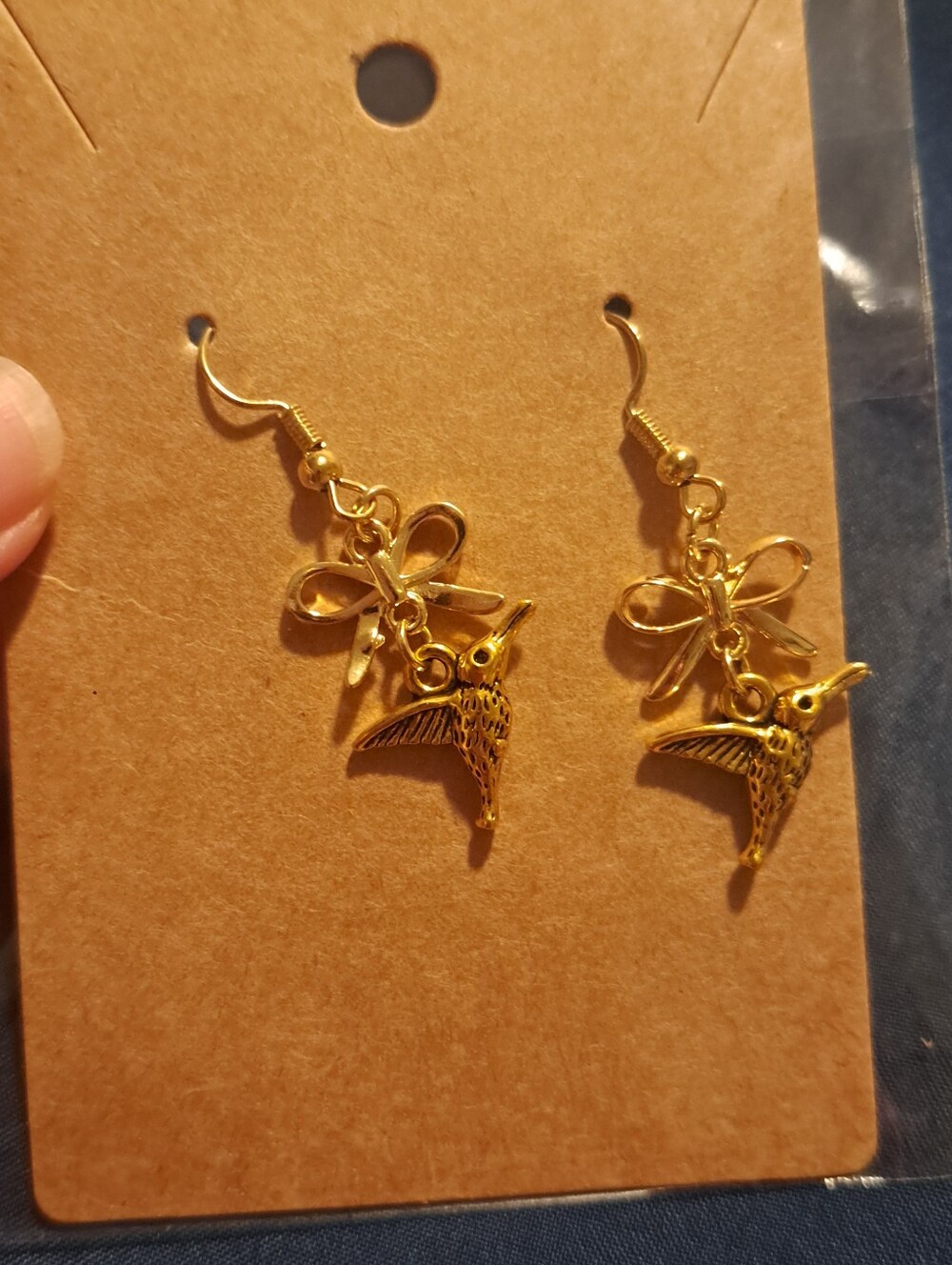 Golden Hummingbird Earrings